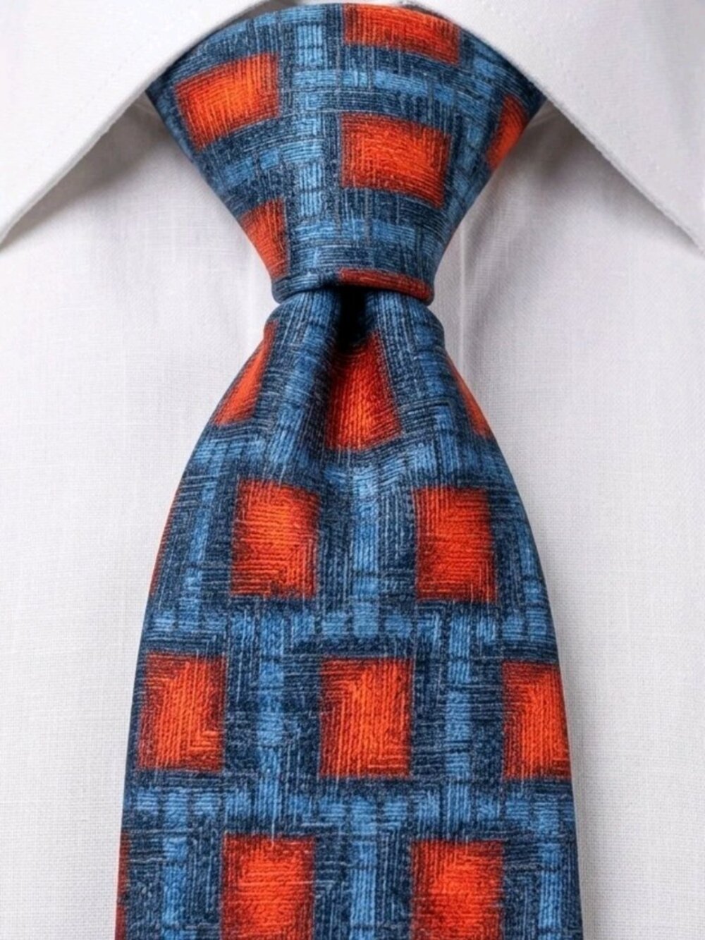 Arden Cravats 66" Xtra-Long Big/Tall Silk Tie Textured Damask Mosaic Vtg 90s USA